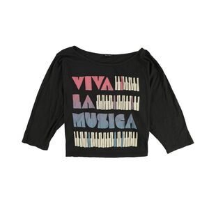 dirty violet Womens Viva La Musica Graphic T-Shirt, Black, NWT